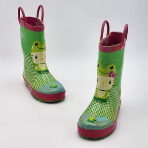 Western Chief Kids Hello Kitty Sanrio Froggy Rain Boots Green Toddler's Size 12
